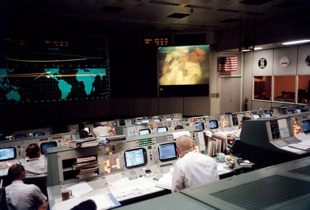 Mission Control, Houston, April 13, 1970. (C) NASA