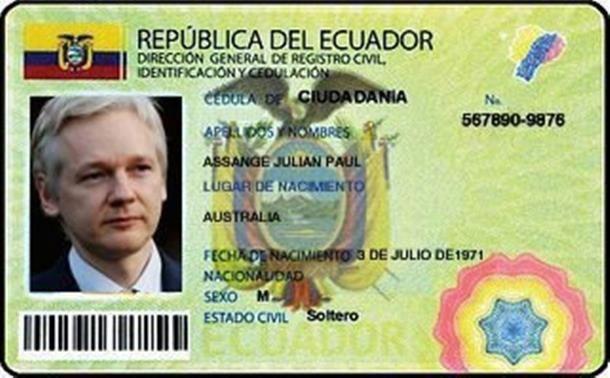 Ekvadoro J.P.Assange'ui suteiktas dokumentas. Iliustracijos - iš įvairių interneto šaltinių.