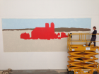 Clint Eastwood's "Hell" (from "High Plains Drifter") re-envisioned as a mural at Lundskonsthall