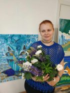 Indrė Gražulevičiūtė-Vilėniškė per parodos atidarymą. Asmeninio albumo fotografija